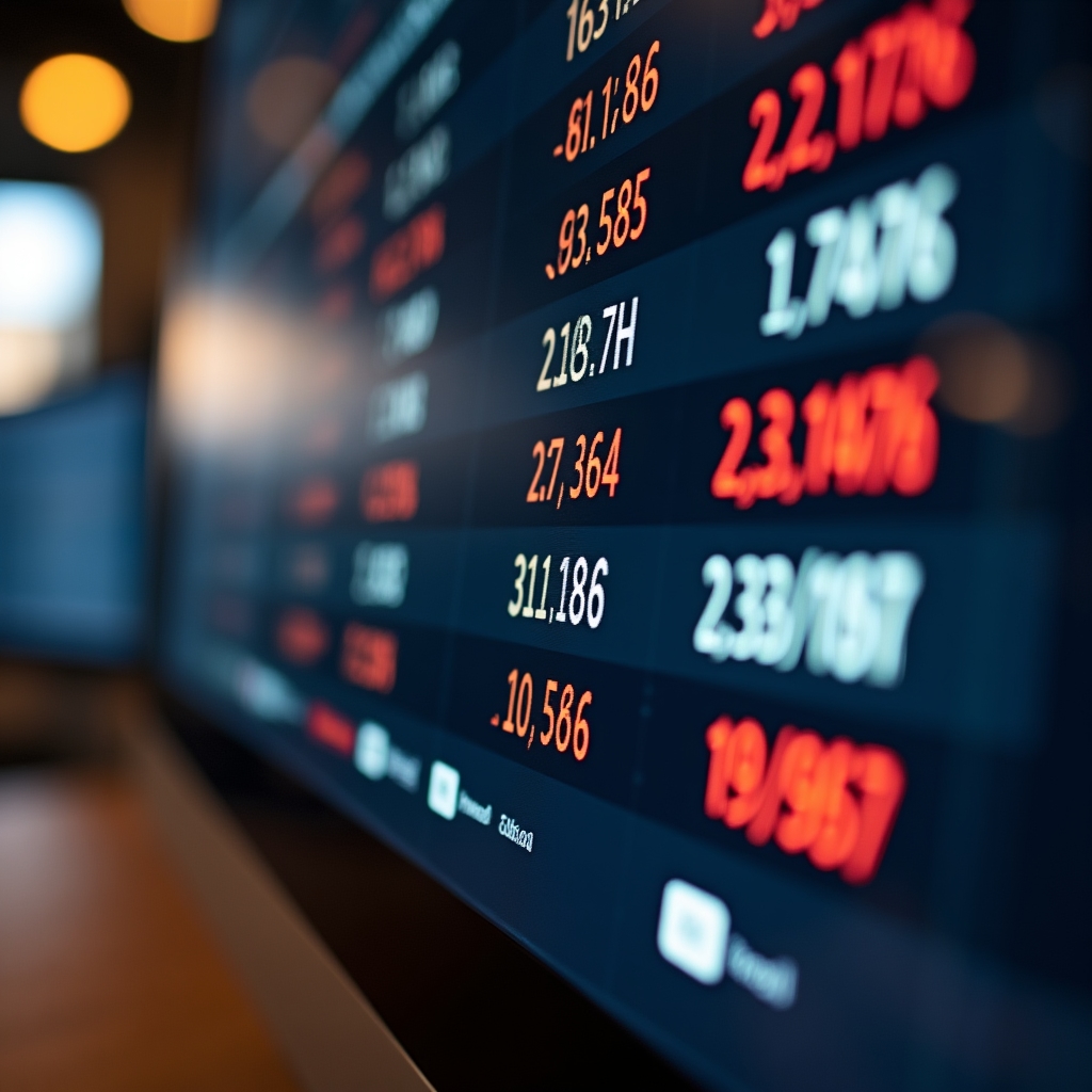 Close-up of a financial trading terminal showing live currency pair quotes with bid and ask prices highlighted on a dark professional interface